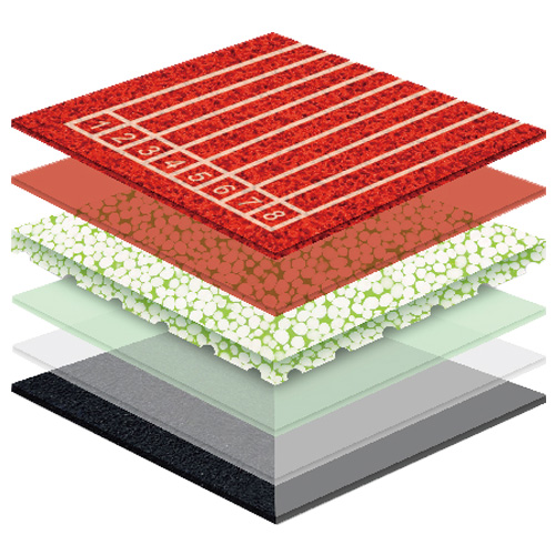 广东无缝预制型塑胶跑道非渗水自结纹面层方案一